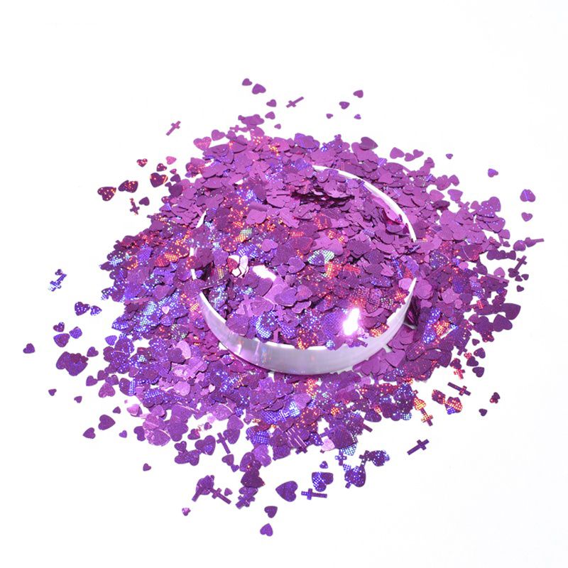 G1031p New Pet Starlight Gold Love Cross Glitter Various Sizes Mixed Nail Art Glitter Powder Factory Wholesale