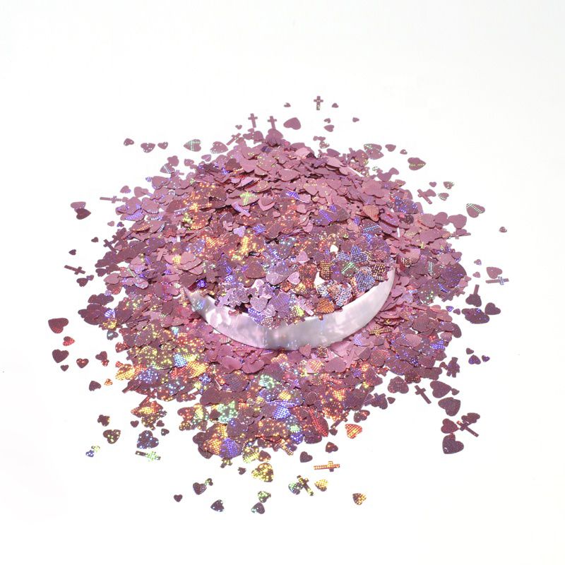 G1031p New Pet Starlight Gold Love Cross Glitter Various Sizes Mixed Nail Art Glitter Powder Factory Wholesale