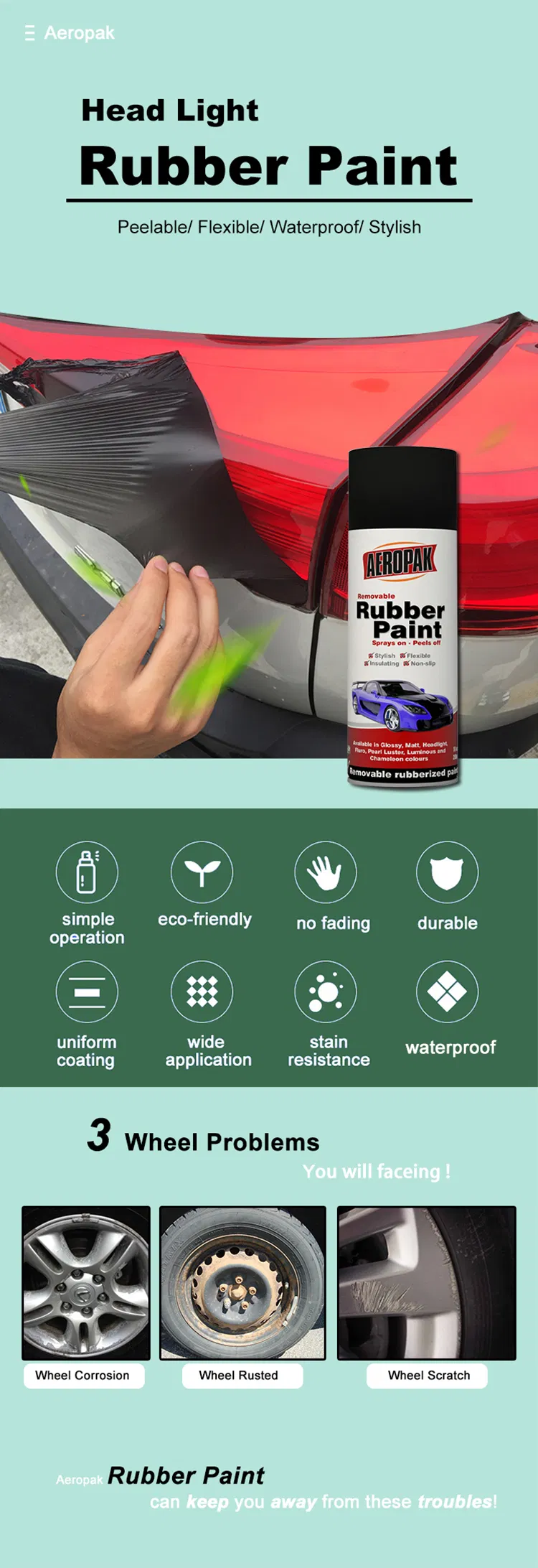 Headlight Rubber Aerosol Paint Cans 400ml with Advanced Techniques