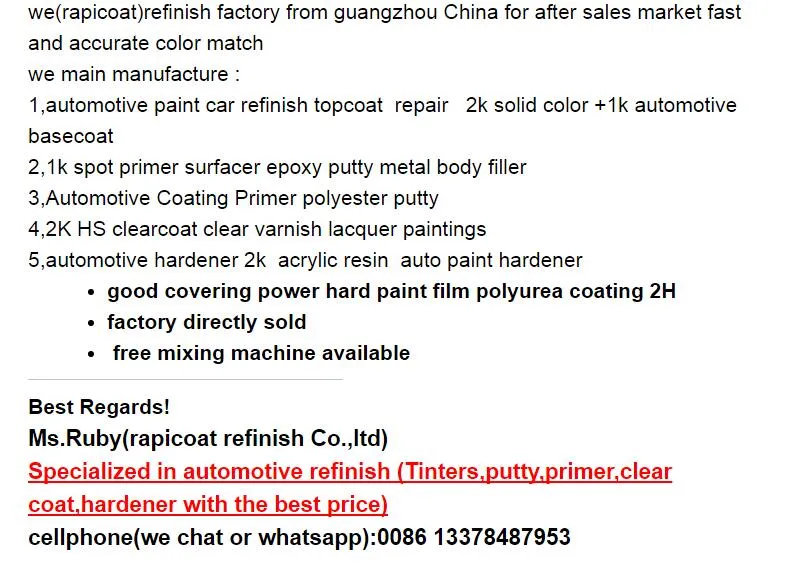 Long Usage Time Good Flow Cheap Whosesale Acrylic Lacquer Crystal 2K Clearcoat Auto Paint Varnish Car Repair Clearcoat Shinning Finish Used