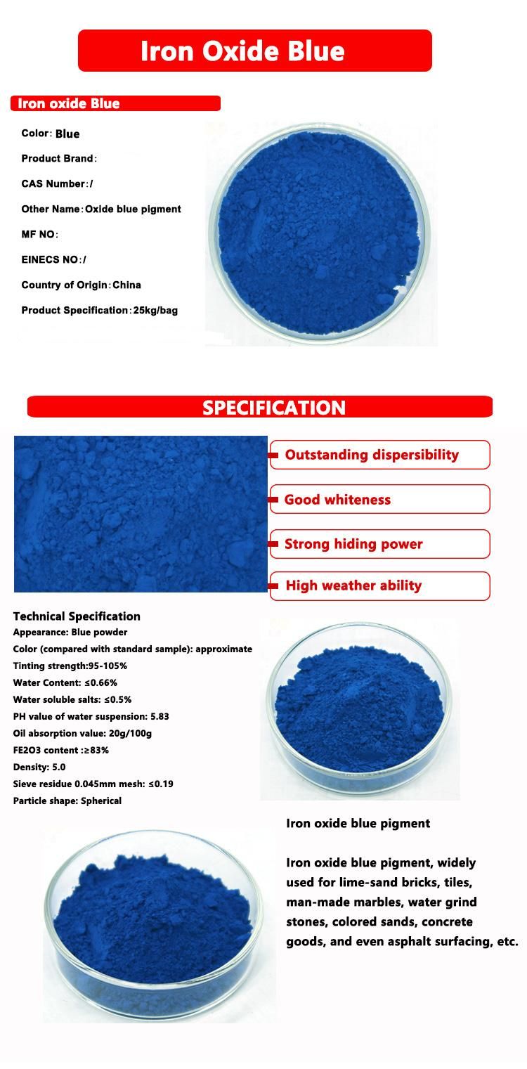 Pigment Supplier Inorganic Blue Color Iron Oxide Pigment Iron Oxide Fe3o4 Powder Price for Construction