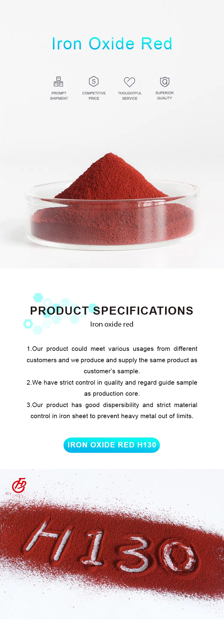 Red Iron Oxide Fengda 1332-37-2 Pigment Manufacturer H130 190 Iron Oxide Red